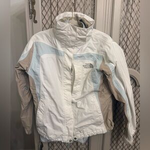 The North Face Women's Small HyVent 2-in-1 Ski Jacket Cream Blue Vintage Y2K